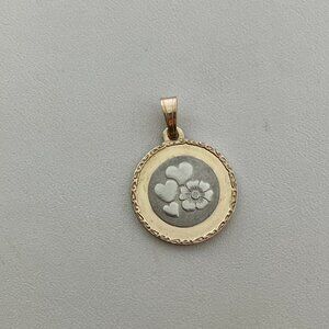 Authentic 9k gold and silver Elegant Two-Tone Pendant Necklace